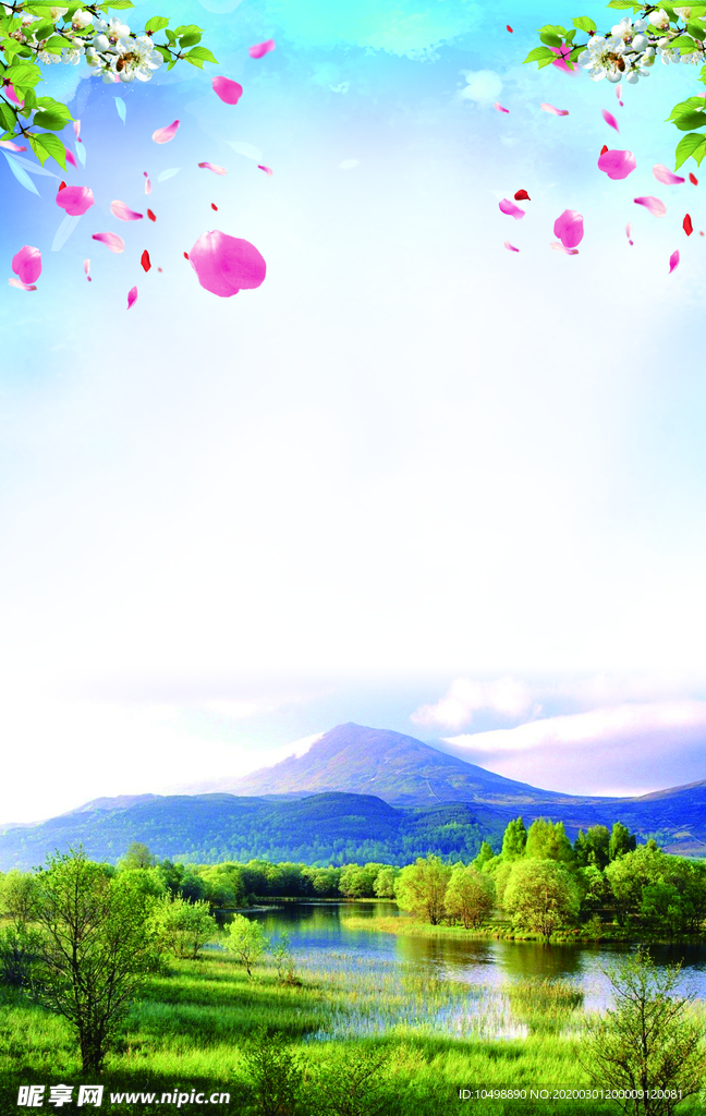 山 水 花 天空