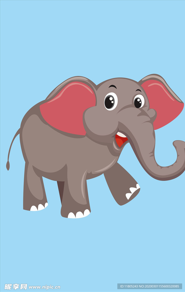 大象 卡通动物  矢量插画手绘