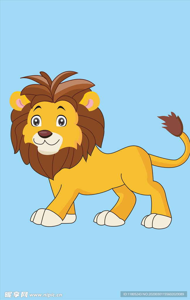 狮子 卡通动物 矢量插画手绘