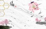 新中式手绘电视背景墙沙发背景墙