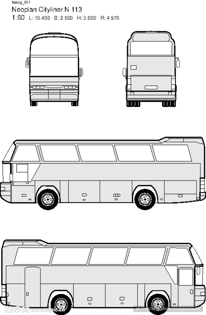 手绘客运汽车