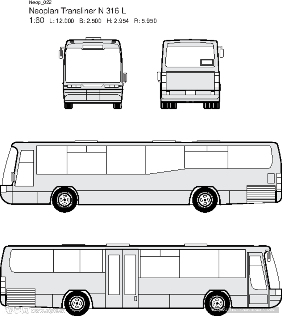 手绘客运汽车