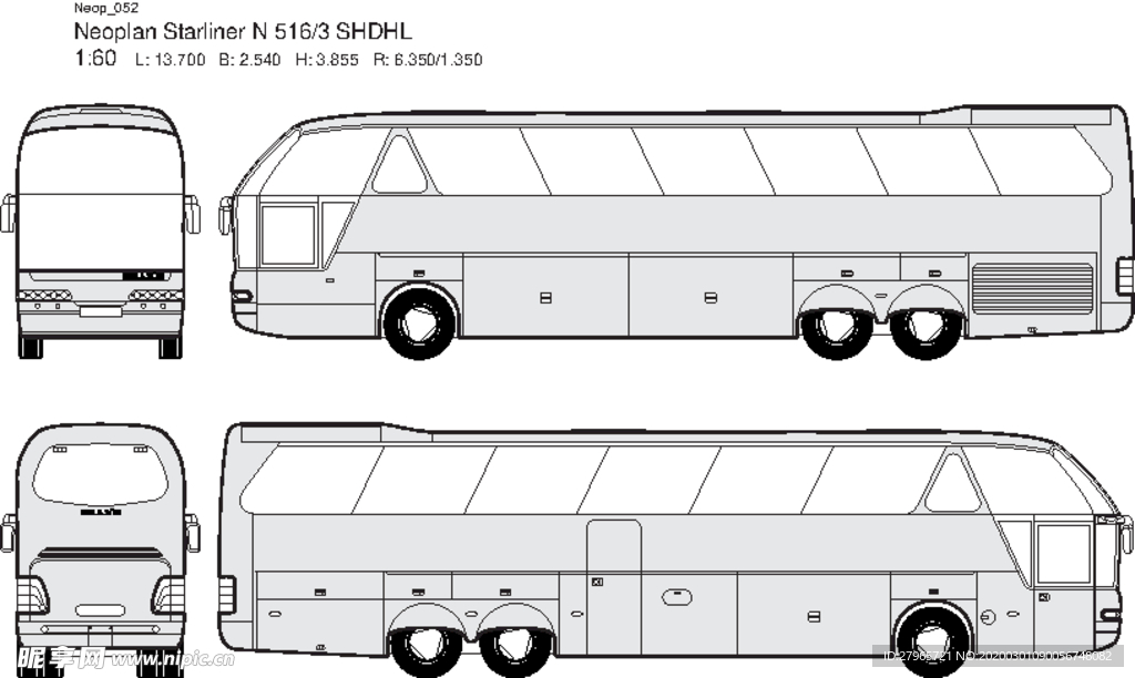 手绘客运汽车