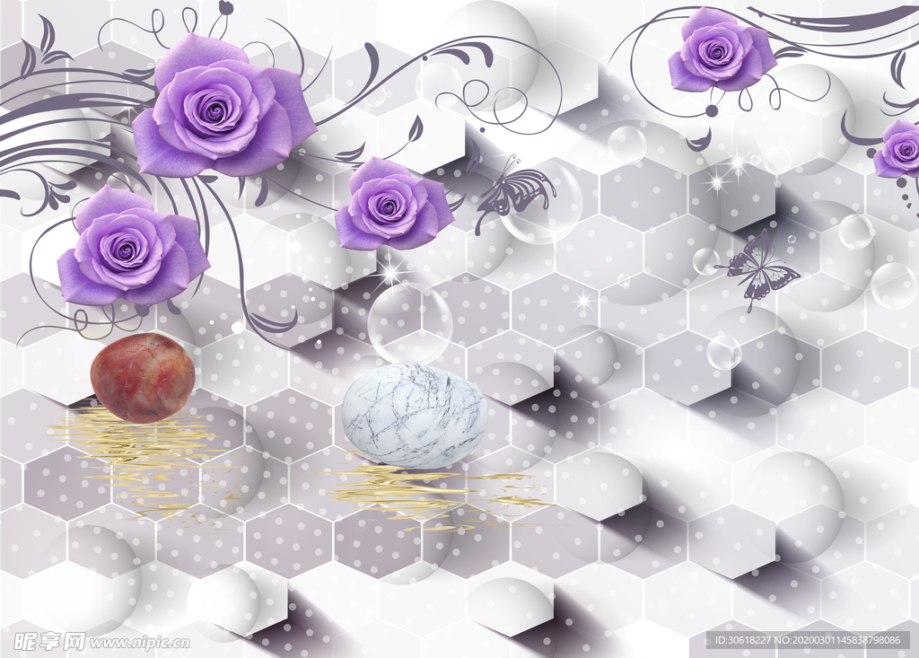 3D花朵背景墙