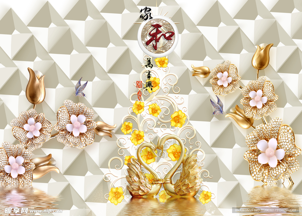 3D花朵背景墙