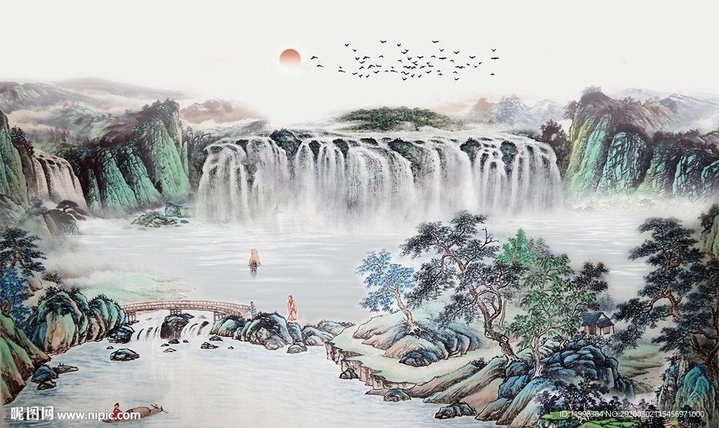 水墨山水背景墙