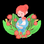妈妈抱着孩子