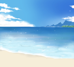 海边   白云  动漫  插画