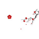 中式梅花花瓣树枝