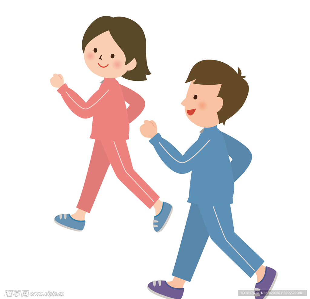卡通健身运动男子女子