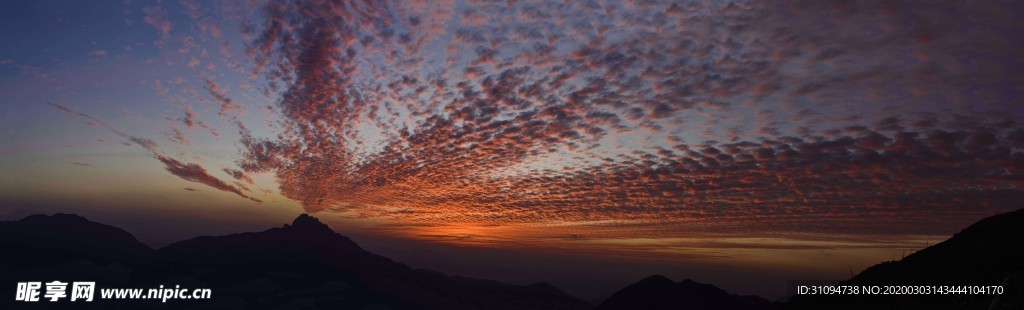 潮州凤凰山日落全景