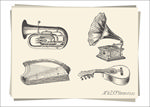 4款入吹奏乐器与弦乐器 手绘稿