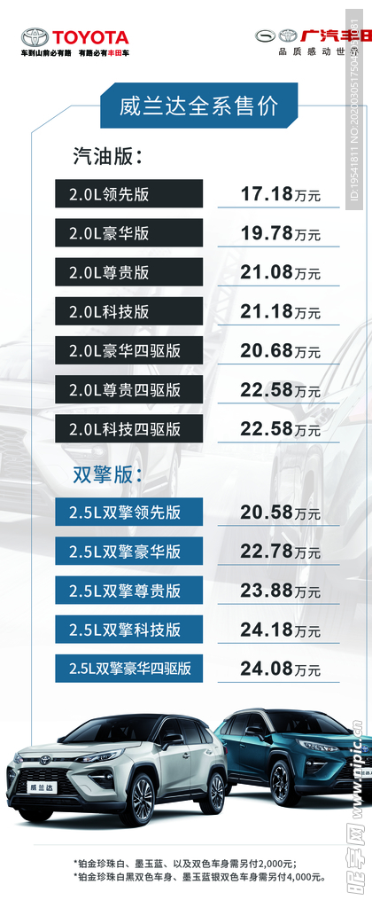 威兰达 广汽丰田 价格表