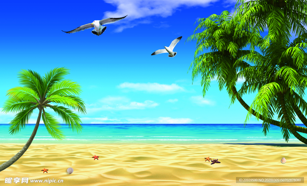 椰树海滩背景