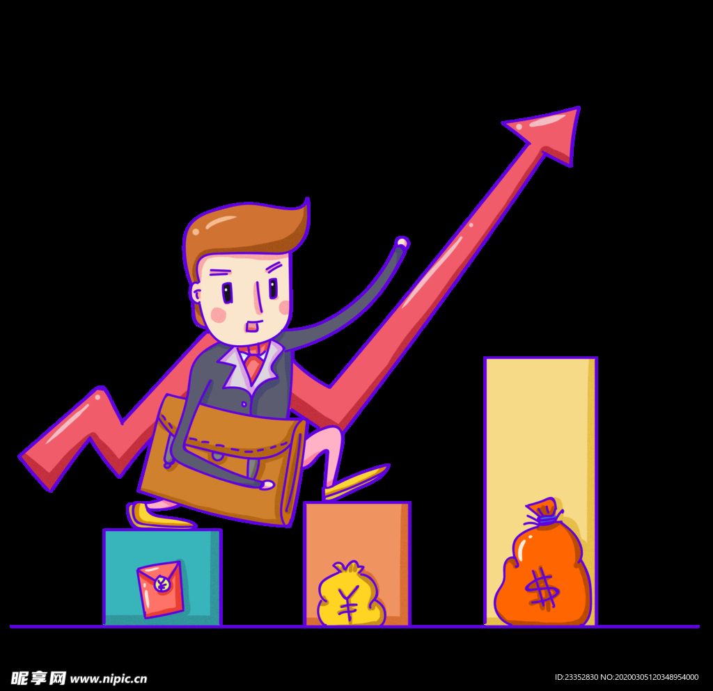 手绘办公电脑人物场景设计元素