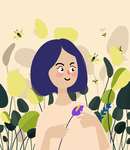 创意 花丛中的女子