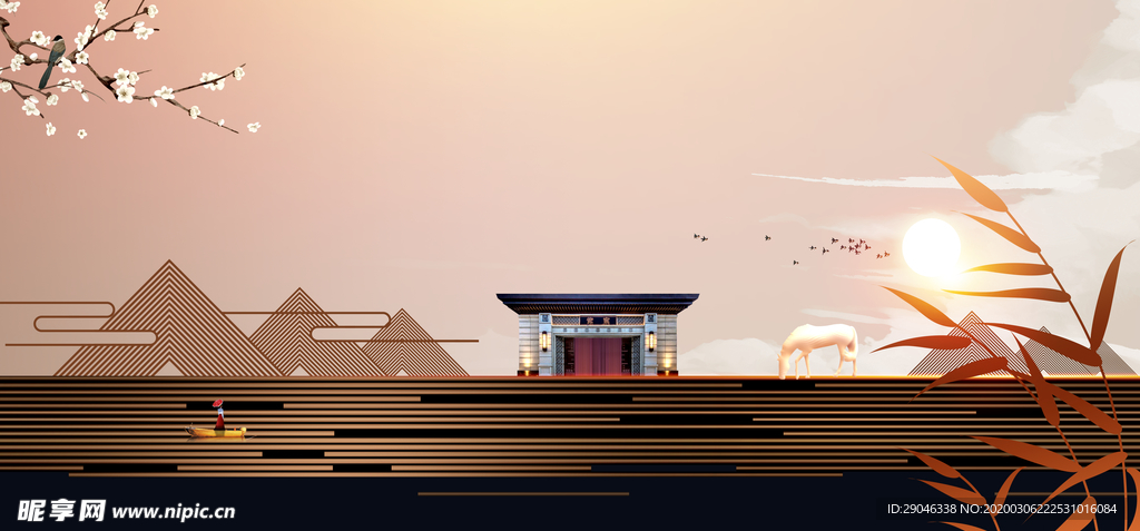 简约新中式地产广告中国风地产展