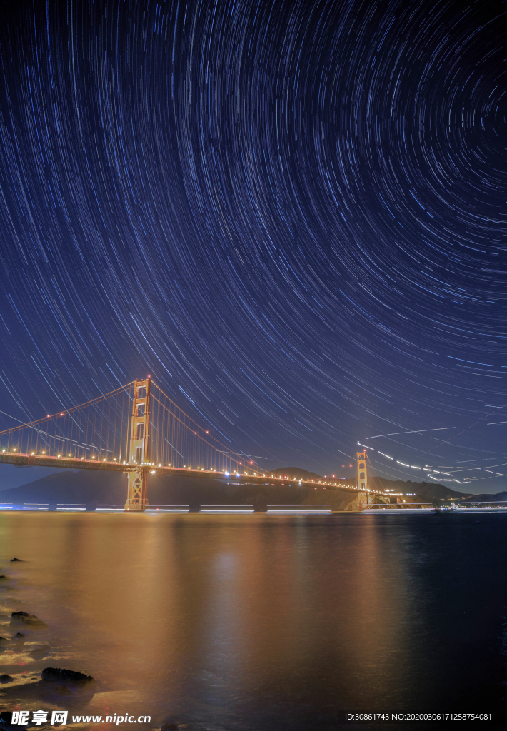 夜空星轨城市风景