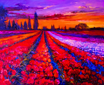 罂粟田油画