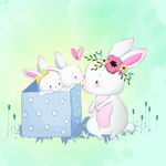 手绘卡通小兔子 矢量可爱小白兔