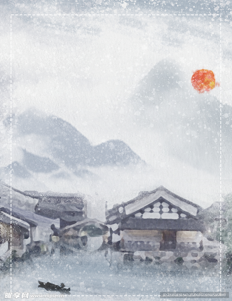 水墨国风村庄