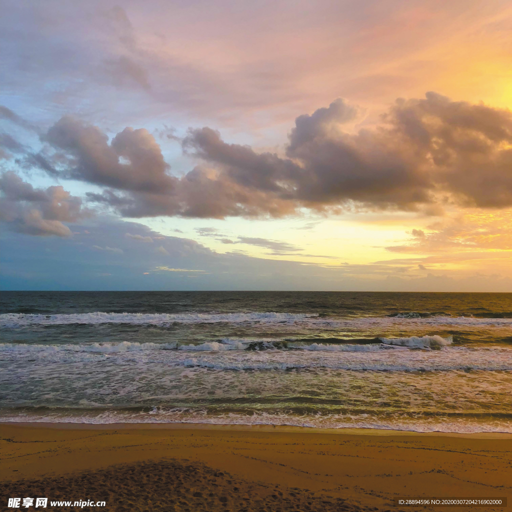 海滩 日出 海洋