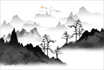水墨山