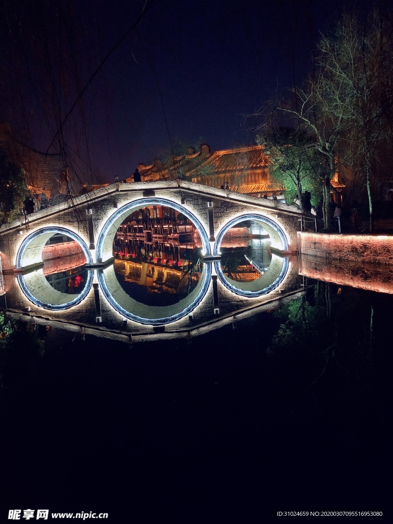 台儿庄古城夜景风景旅游