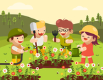 创意种花的 4个人物