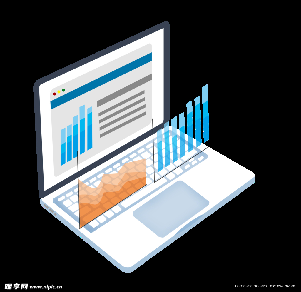 商务办公电脑2.5d立体免扣元