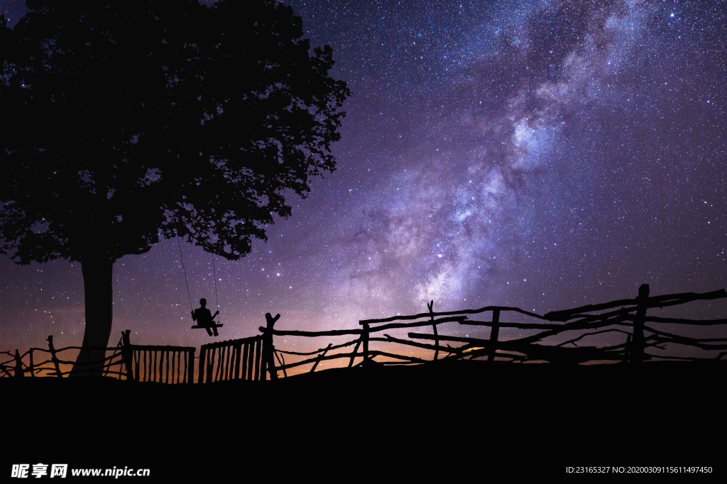 紫色星空大树