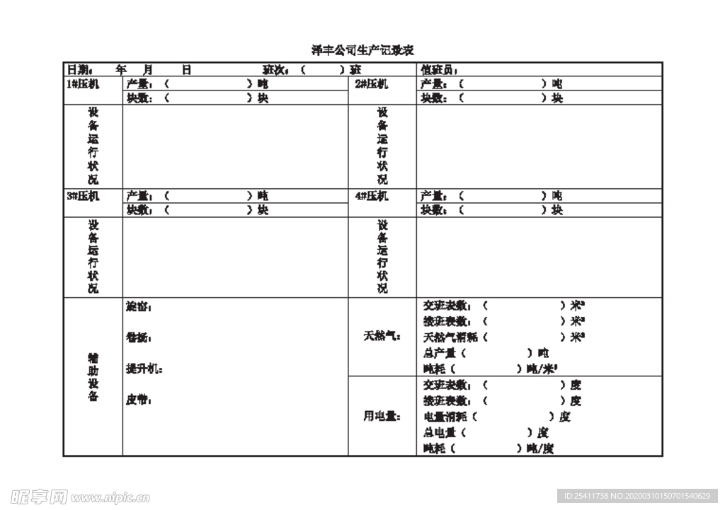 生产记录表