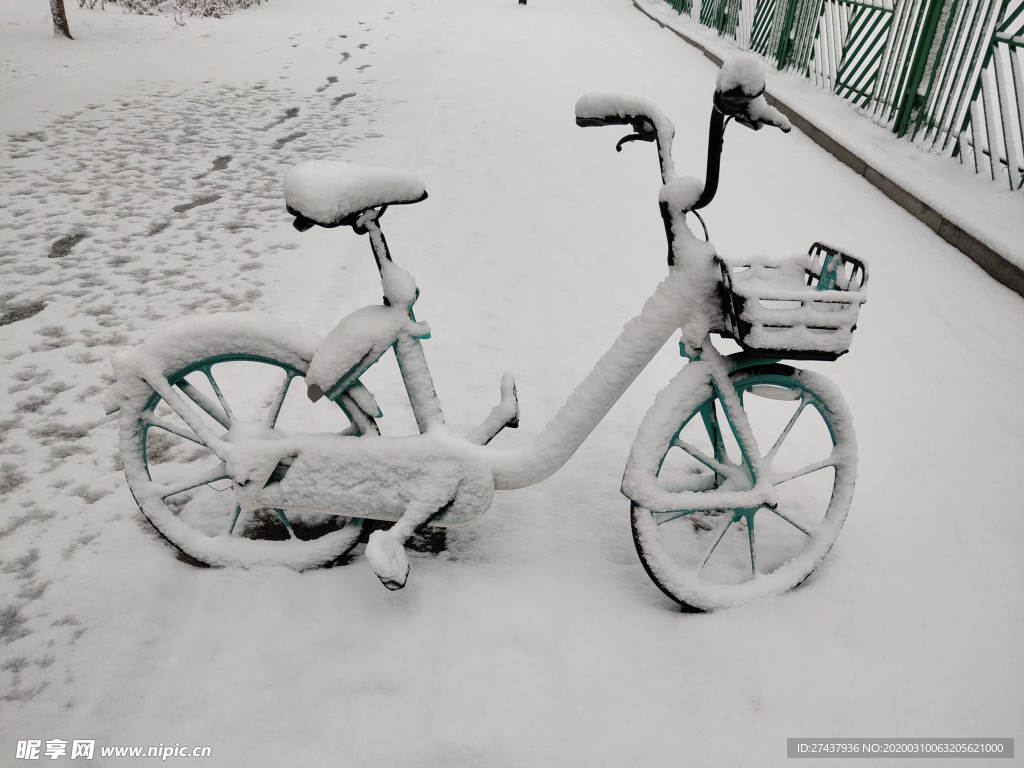 雪中的自行车