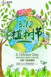 春季绿色植树节公益海报