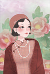 优雅民国女生插画