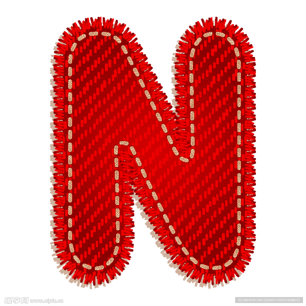 英文字母N设计艺术字创意牛仔布