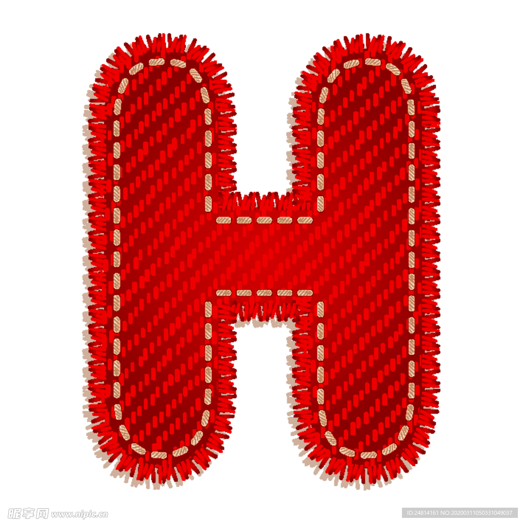 英文字母H设计艺术字创意牛仔布