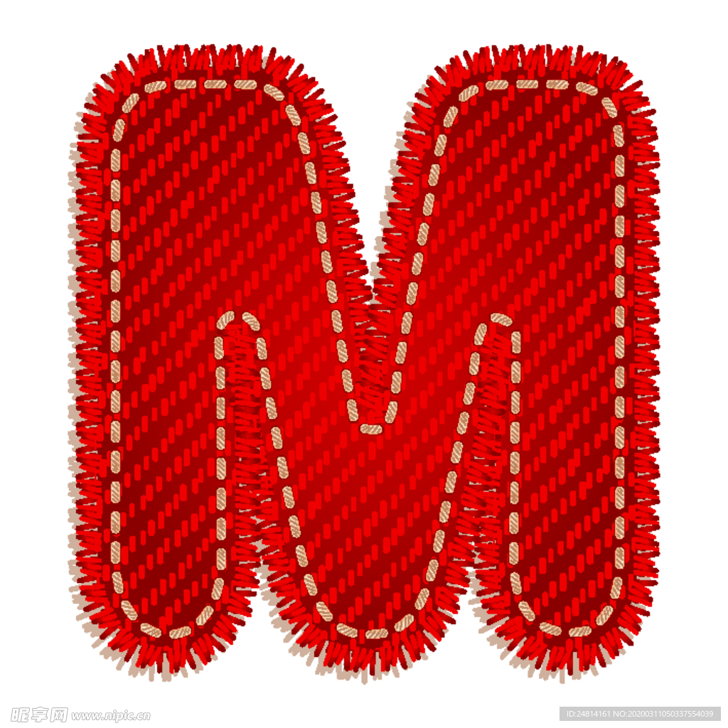 英文字母M设计艺术字创意牛仔布