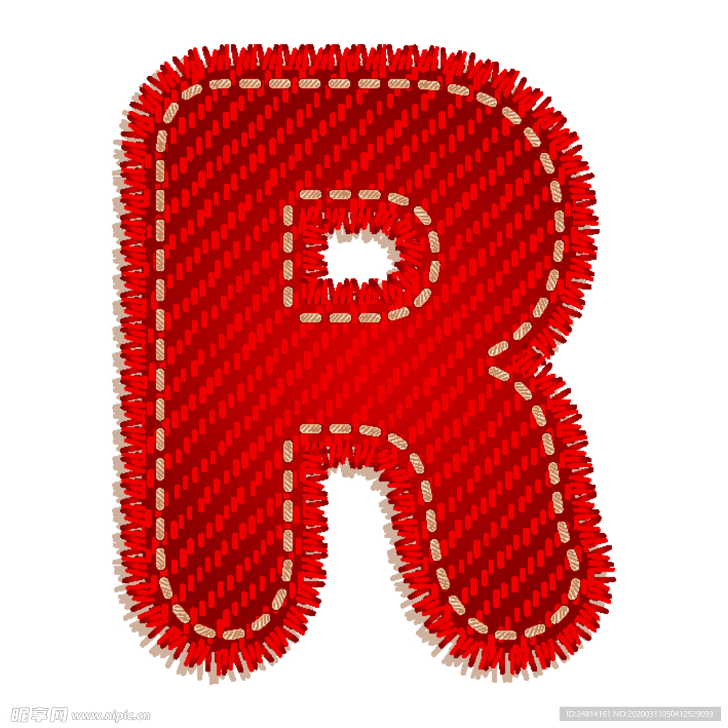 英文字母R设计艺术字创意牛仔布