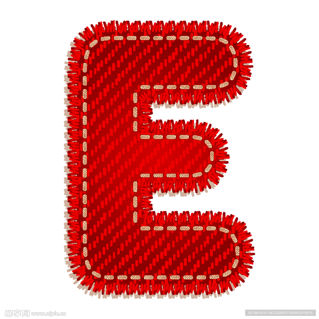 英文字母E设计艺术字创意牛仔布