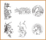 传统花纹 线条插画 传统素材