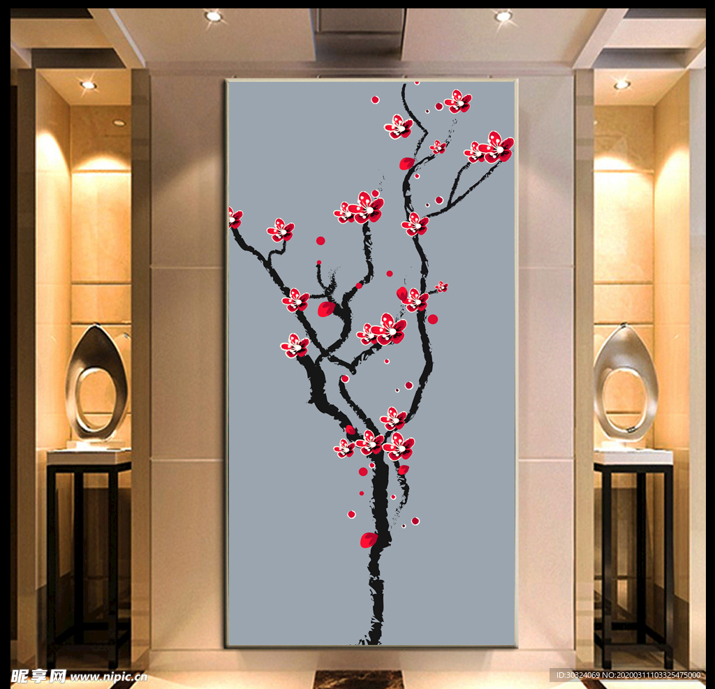 梅花玄关背景墙