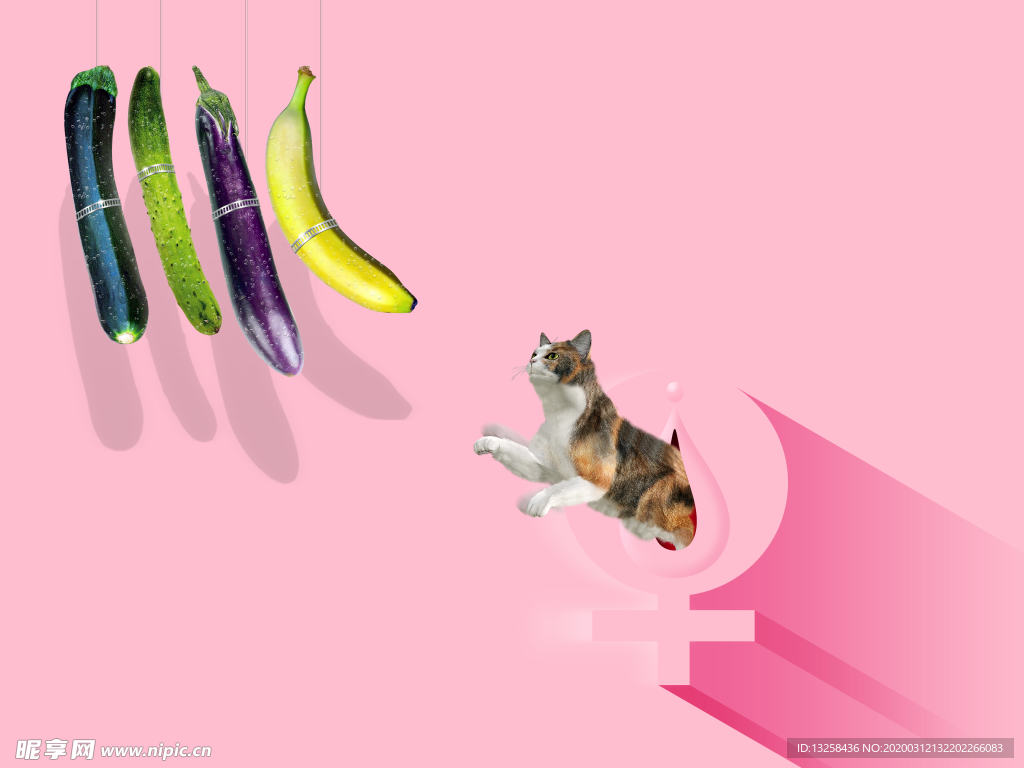 小猫水果香蕉背景