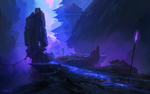 彩色动漫风景插画背景