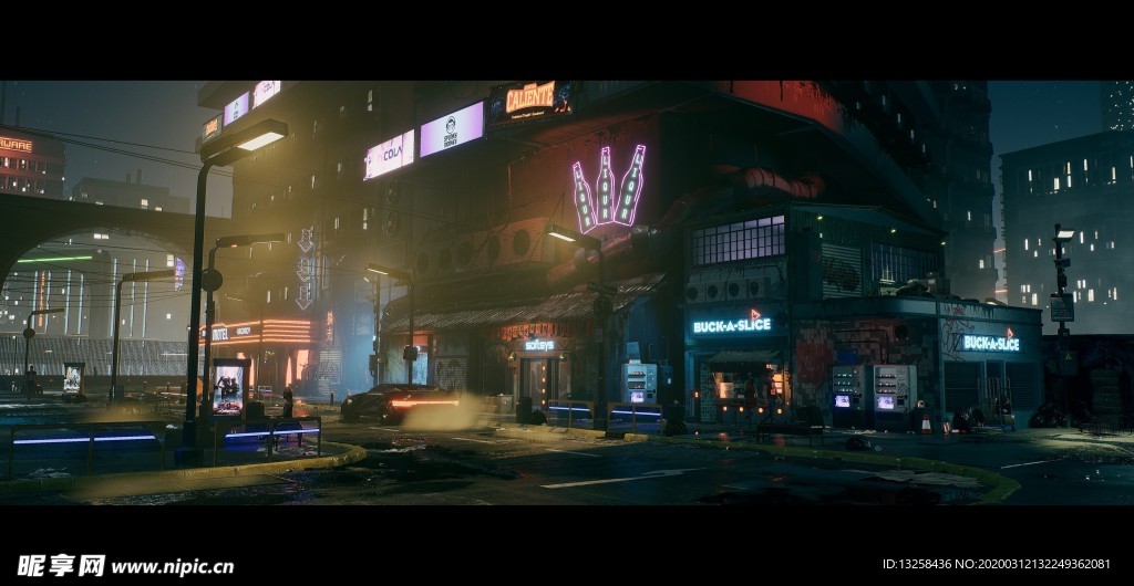 城市街道夜景灯光背景