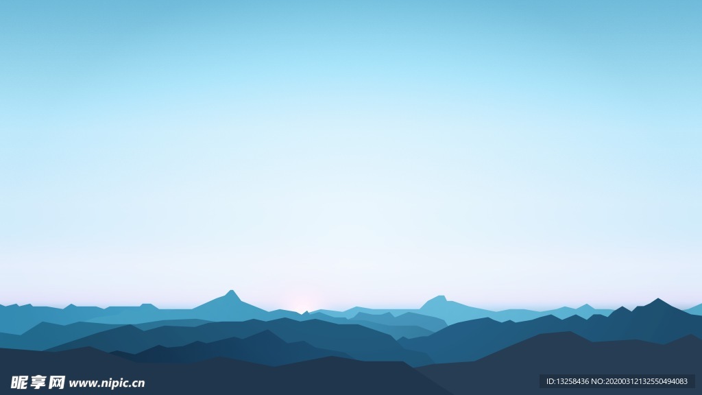 彩色插画群山天空风景