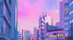 彩色建筑街道高楼插画
