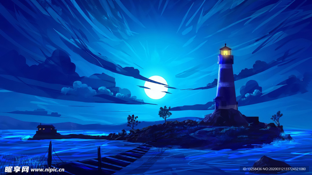 彩色动漫插画风景背景