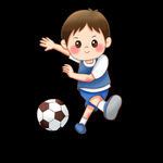 小男孩踢足球