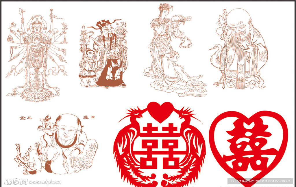 寿星 年画人物 红双喜